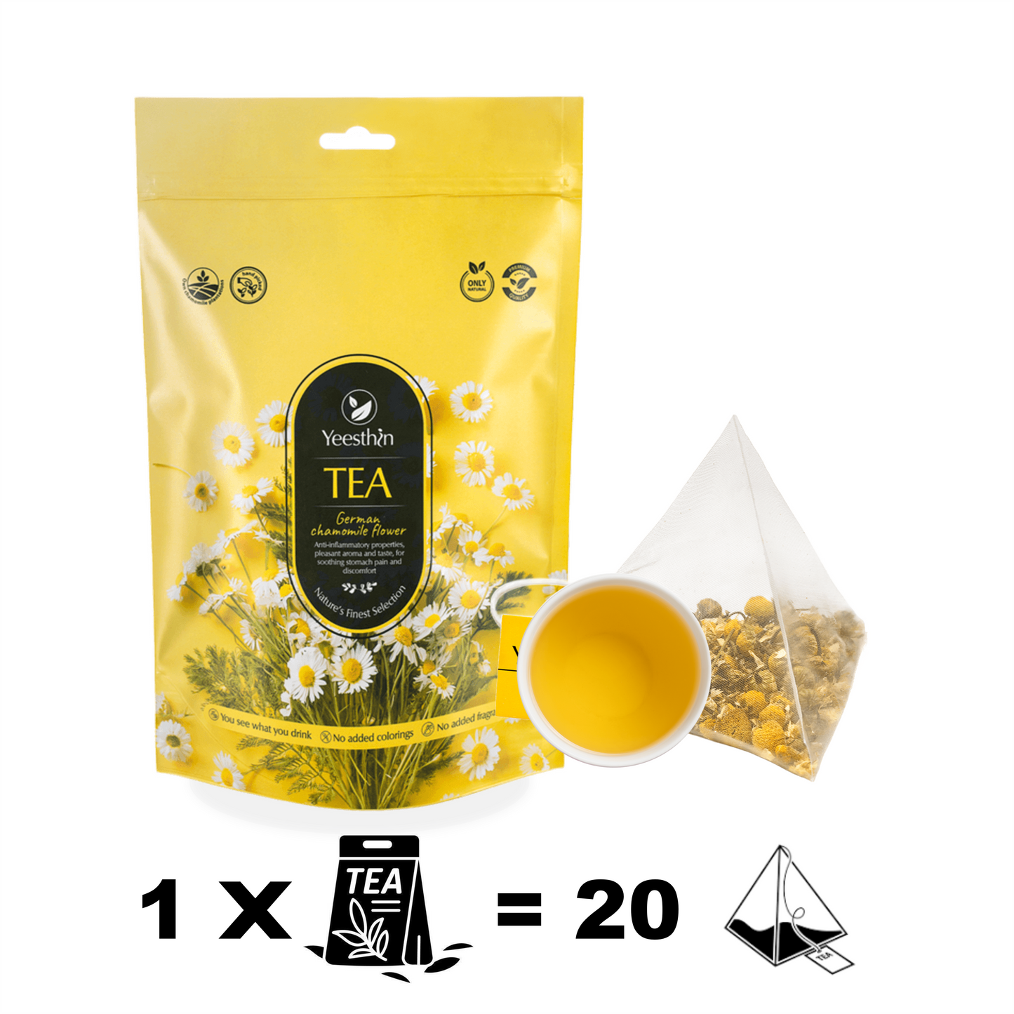 Τσάι Yeesthin® – Premium γερμανικό χαμομήλι σε πυραμίδες 40 g