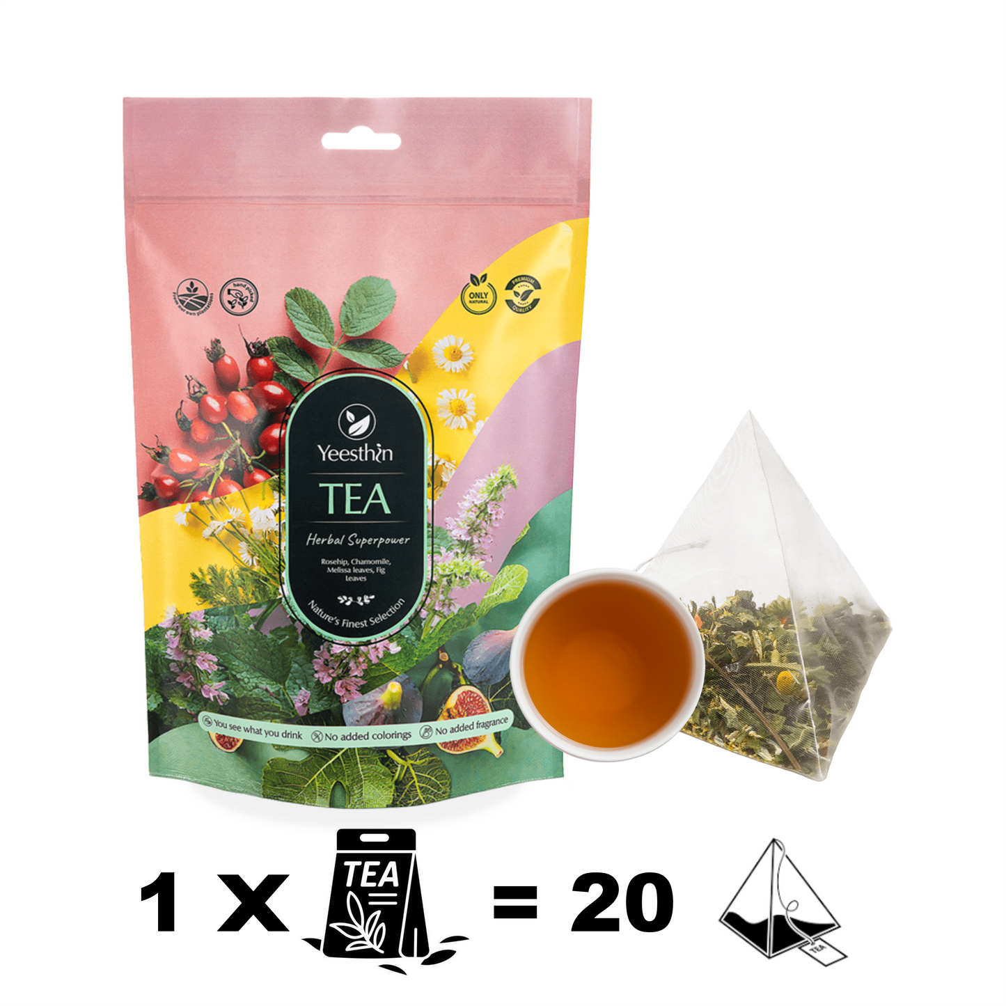 Τσάι Yeesthin Herbal Superpower – premium βοτανικό τσάι σε πυραμίδες 80 g