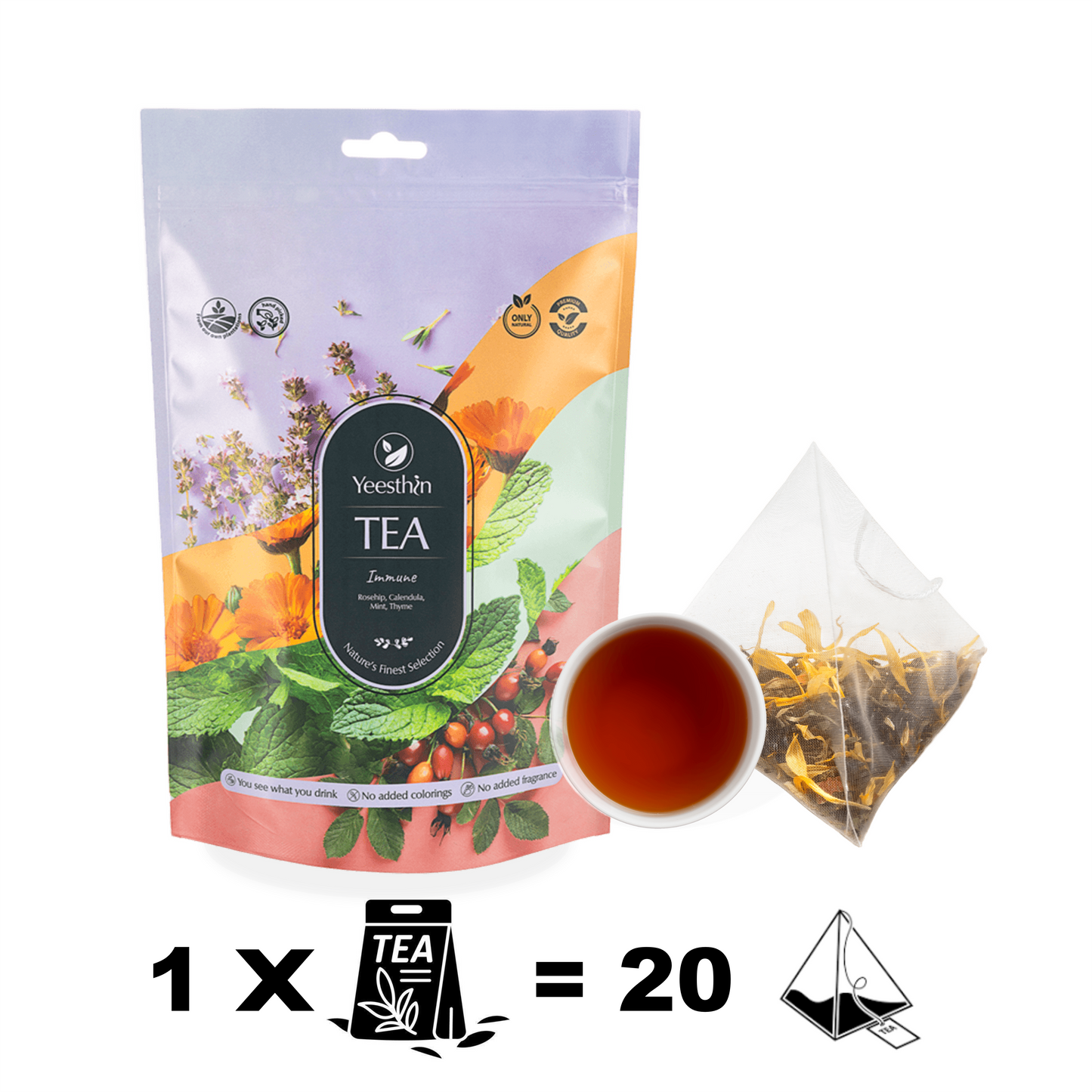 Τσάι Yeesthin Immune – premium βοτανικό τσάι σε πυραμίδες 80 g